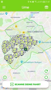 Lime App Geschäftsgebiet Stuttgart